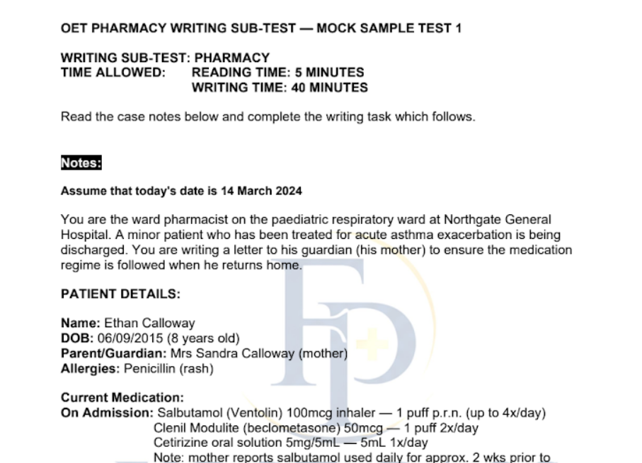 Complete OET Pharmacy Practice Pack